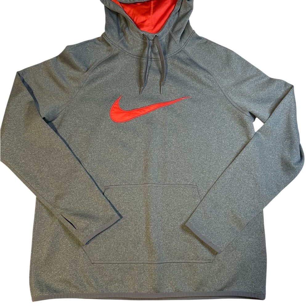 Nike Dri-FIT Women’s Pullover Hoodie Gray Orange Hood Size L